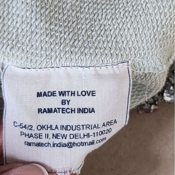 Anthropologie Let Me Be Luckcharm women's blue cotton beaded sweatshirt Size XS - Picture 11 of 12